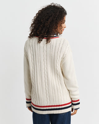 Varsity Cable V-Neck Cardigan