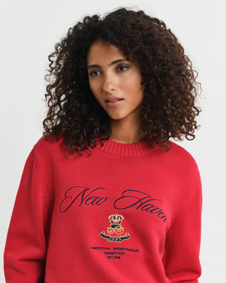 Graphic Cotton C-Neck in Red