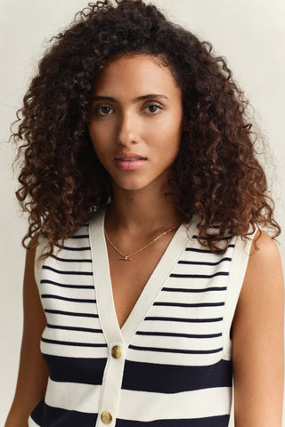 STRIPED KNIT VEST EGGSHELL