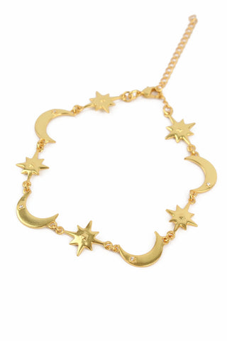 GOLD STAR & MOON CHARM BRACELET