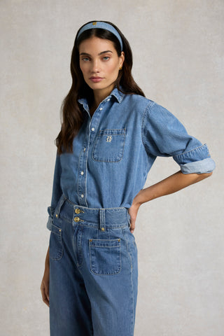 CROPPED DENIM SHIRT MID QUARTZ BLUE