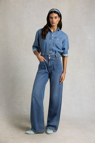 CROPPED DENIM SHIRT MID QUARTZ BLUE