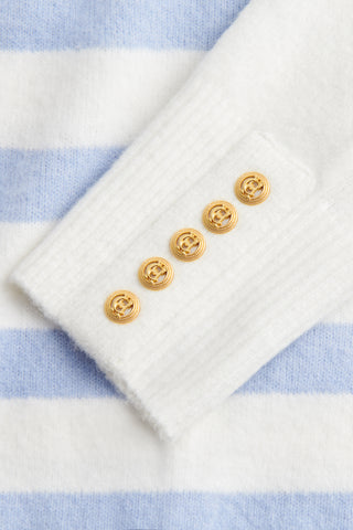 LYDIA QUARTER ZIP KNIT NATURAL POWDER BLUE