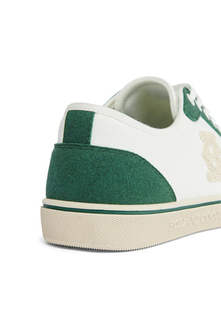 Green and white sneaker on a white background