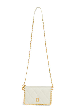 QUILTED CROSSBODY BAG CREAM LEATHER