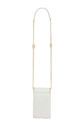 QUILTED CROSSBODY POUCH CREAM LEATHER