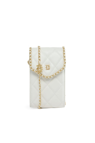QUILTED CROSSBODY POUCH CREAM LEATHER