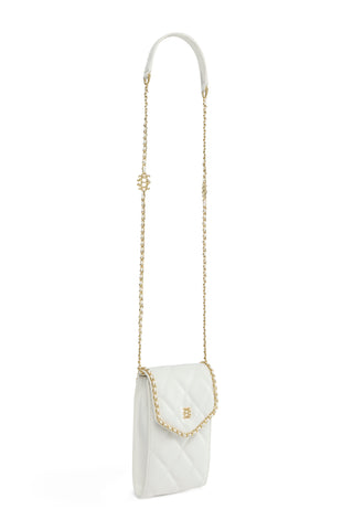 QUILTED CROSSBODY POUCH CREAM LEATHER