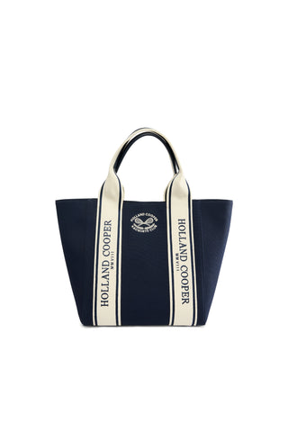 RACQUETS TOTE WASHED NAVY ECRU