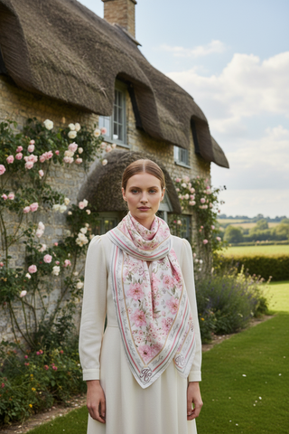 English Rose Silk Scarf