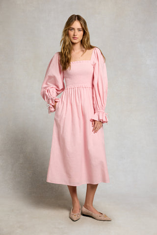 SMOCK DRESS PALE PINK
