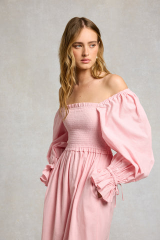 SMOCK DRESS PALE PINK
