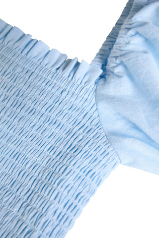 SMOCK DRESS PALE BLUE CHAMBRAY