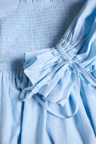 SMOCK DRESS PALE BLUE CHAMBRAY
