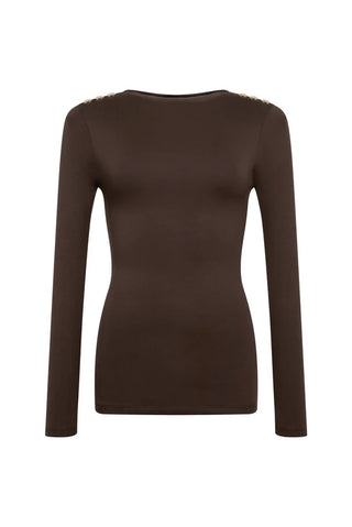 HARPER LONG SLEEVE TOP - WALNUT