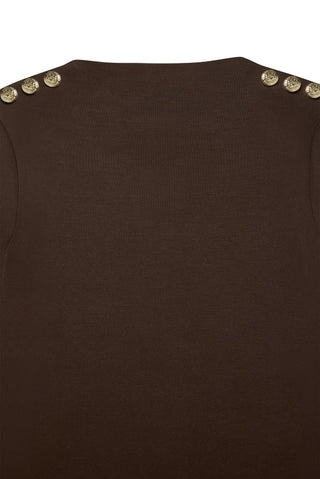 HARPER LONG SLEEVE TOP - WALNUT