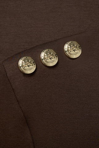HARPER LONG SLEEVE TOP - WALNUT