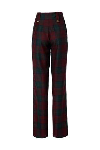 HIGH WAISTED STRAIGHT TROUSER - MULBERRY TARTAN