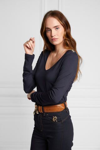 Long Sleeve V-Neck Tee Navy