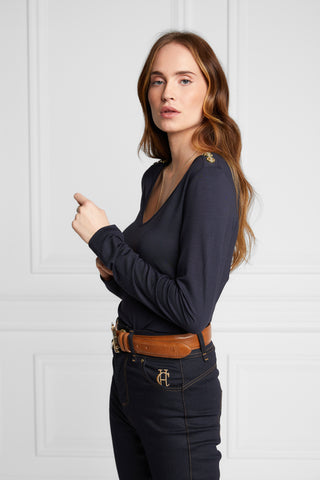 Long Sleeve V-Neck Tee Navy