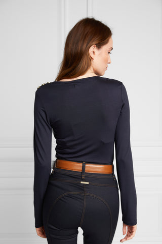 Long Sleeve V-Neck Tee Navy