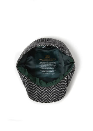Baker Boy Tweed Cap Wide Tooth Black Herringbone