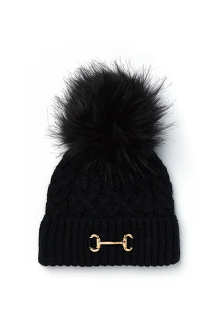 Horsebit Bobble Hat Black