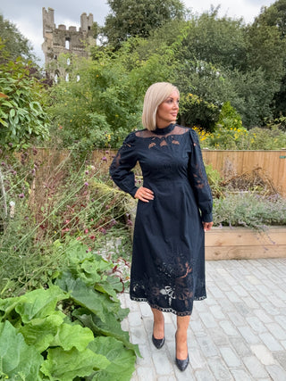 Patricia - Navy Embroidered Dress