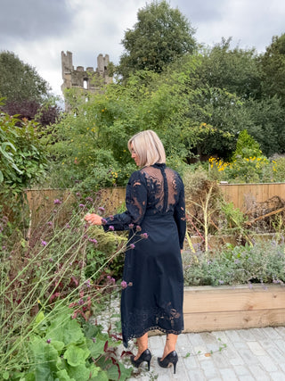 Patricia - Navy Embroidered Dress