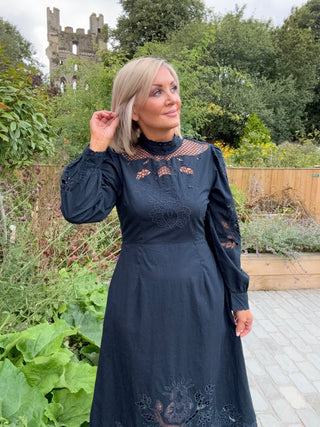 Patricia - Navy Embroidered Dress