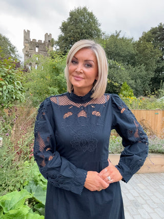 Patricia - Navy Embroidered Dress