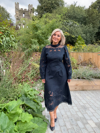 Patricia - Navy Embroidered Dress