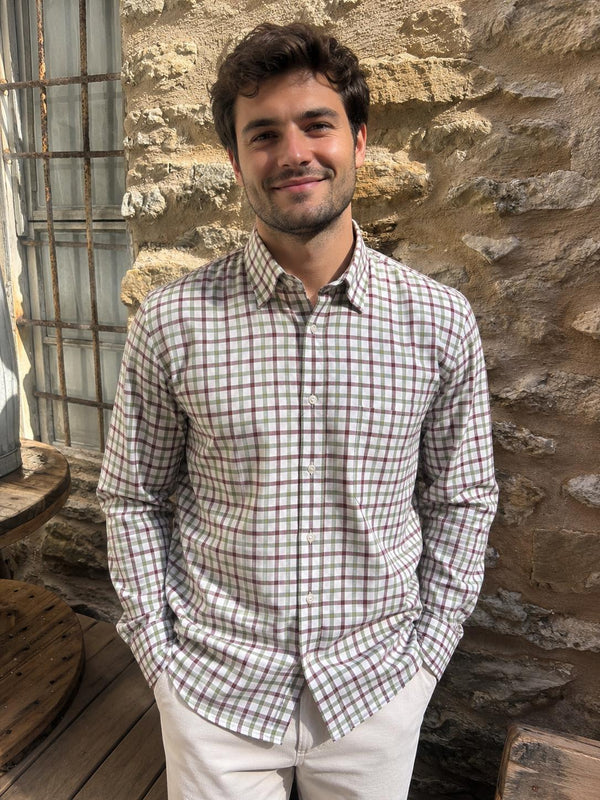 ANDREW SHIRT GREEN AND BROWN MEDIUM CHECK