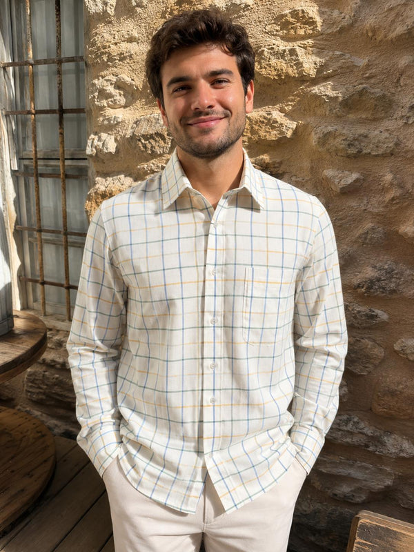 JAKE SHIRT BLUE AND GOLD LARGE CHECK