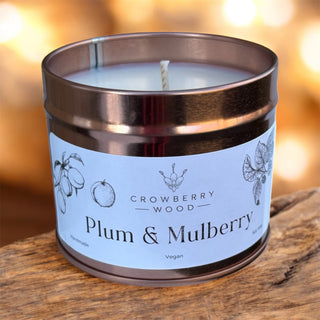 Crowberry Wood Tin Candle- Plum & Mulberry