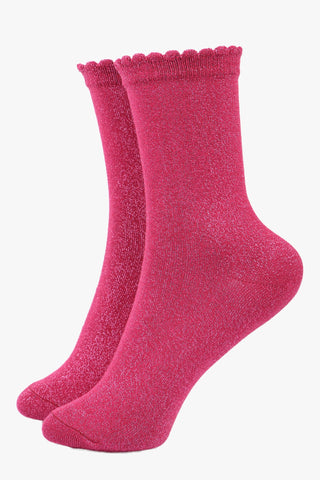 Women's Glitter Socks - Berry