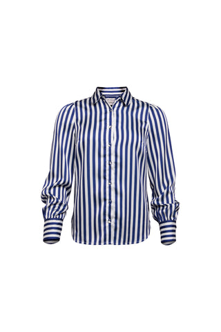 Isla Satin Shirt Navy Stripe