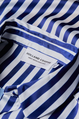 Isla Satin Shirt Navy Stripe