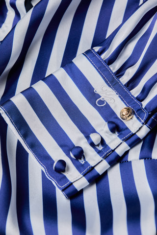 Isla Satin Shirt Navy Stripe