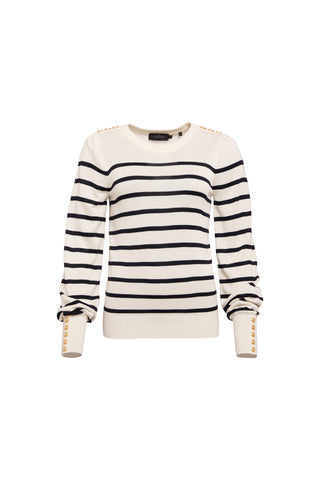 Kelsie Crew Neck Knit Natural Stripe