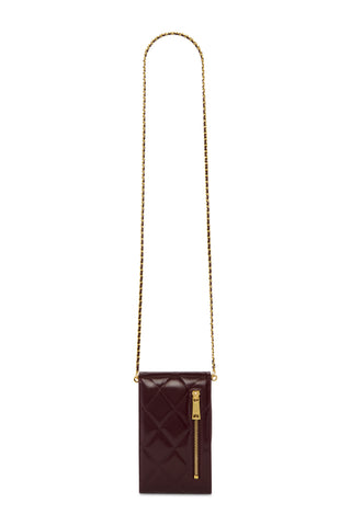 Knightsbridge Quilted Phone Pouch Oxblood Leather