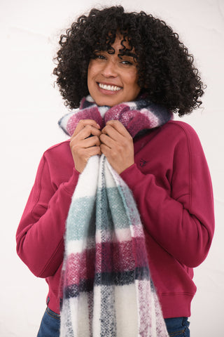 Ladies Scarf - Duck Egg, Berry & Navy