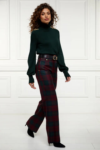 HIGH WAISTED STRAIGHT TROUSER - MULBERRY TARTAN