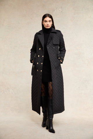 Enstone Quilted Trench Coat- Full Length