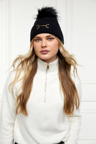 Horsebit Bobble Hat Black