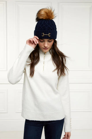 Horsebit Bobble Hat Ink Navy