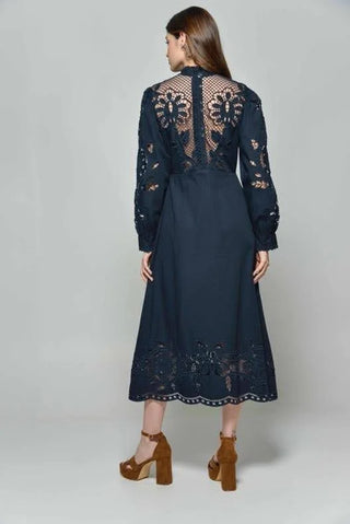 Patricia - Navy Embroidered Dress
