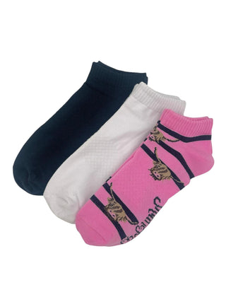 Highland Cow Trainer Socks Trio Pink/White/Navy