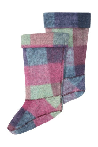 Elle Fleece Socks - Fuchsia Check
