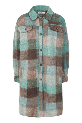 Elle Long Fleece Jacket - Evergreen Check